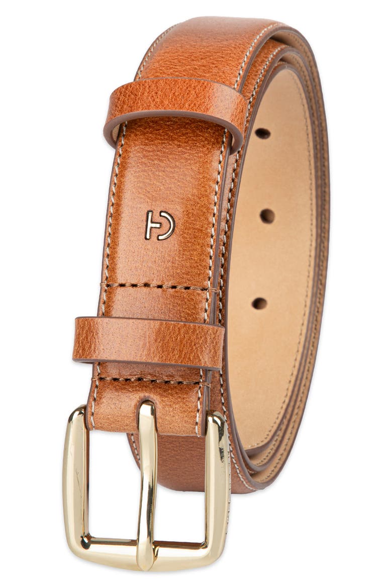 Feather Edge Leather Belt, Alternate, color, TAN