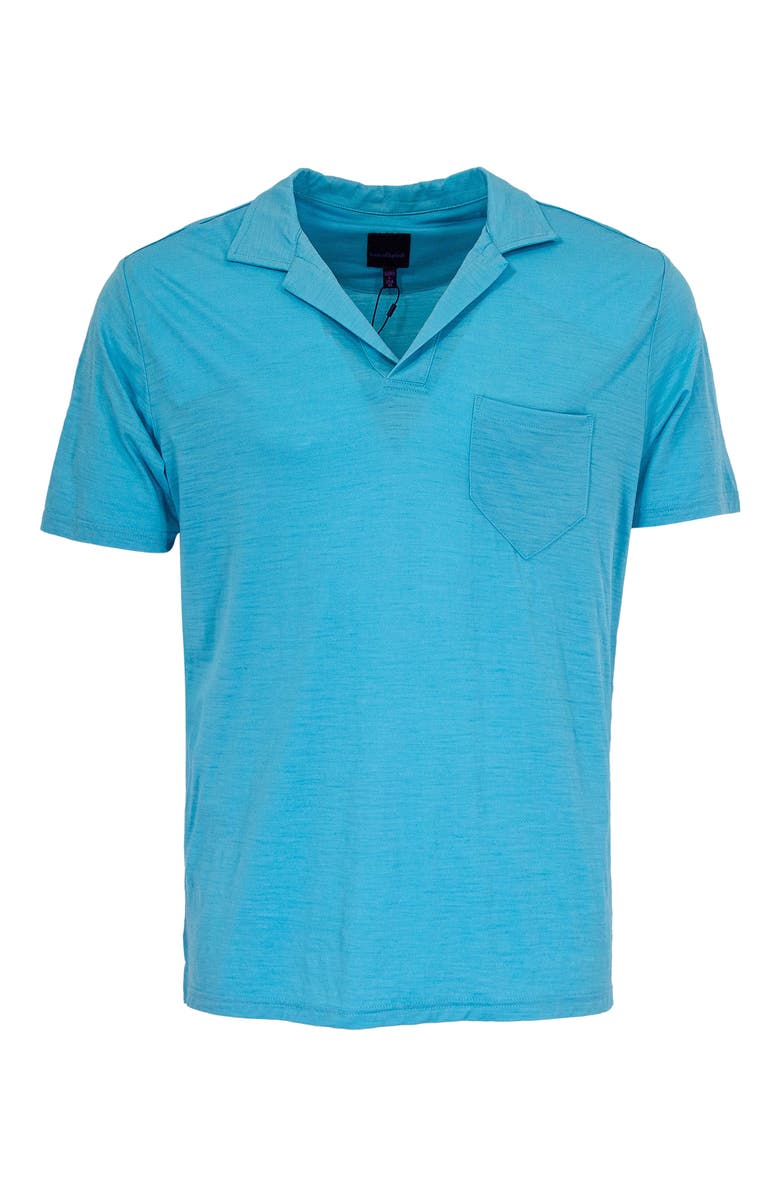 Lords of Harlech Bobby Merino Wool Johnny Collar Polo, Main, color, Teal