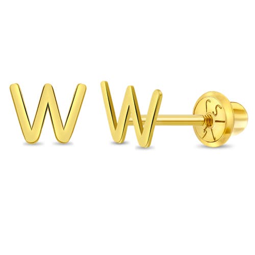 In Season Jewelry 14k Itsy Bitsy Initial Letter Earrings In Letter W