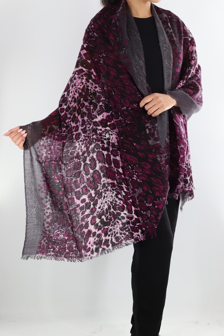 Animal Print Scarf, Alternate, color, Amethyst