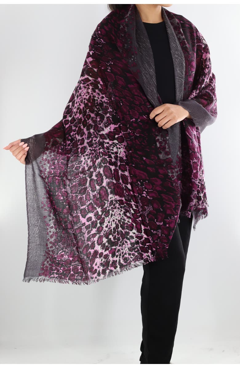 La Fiorentina Animal Print Scarf, Alternate, color, Amethyst