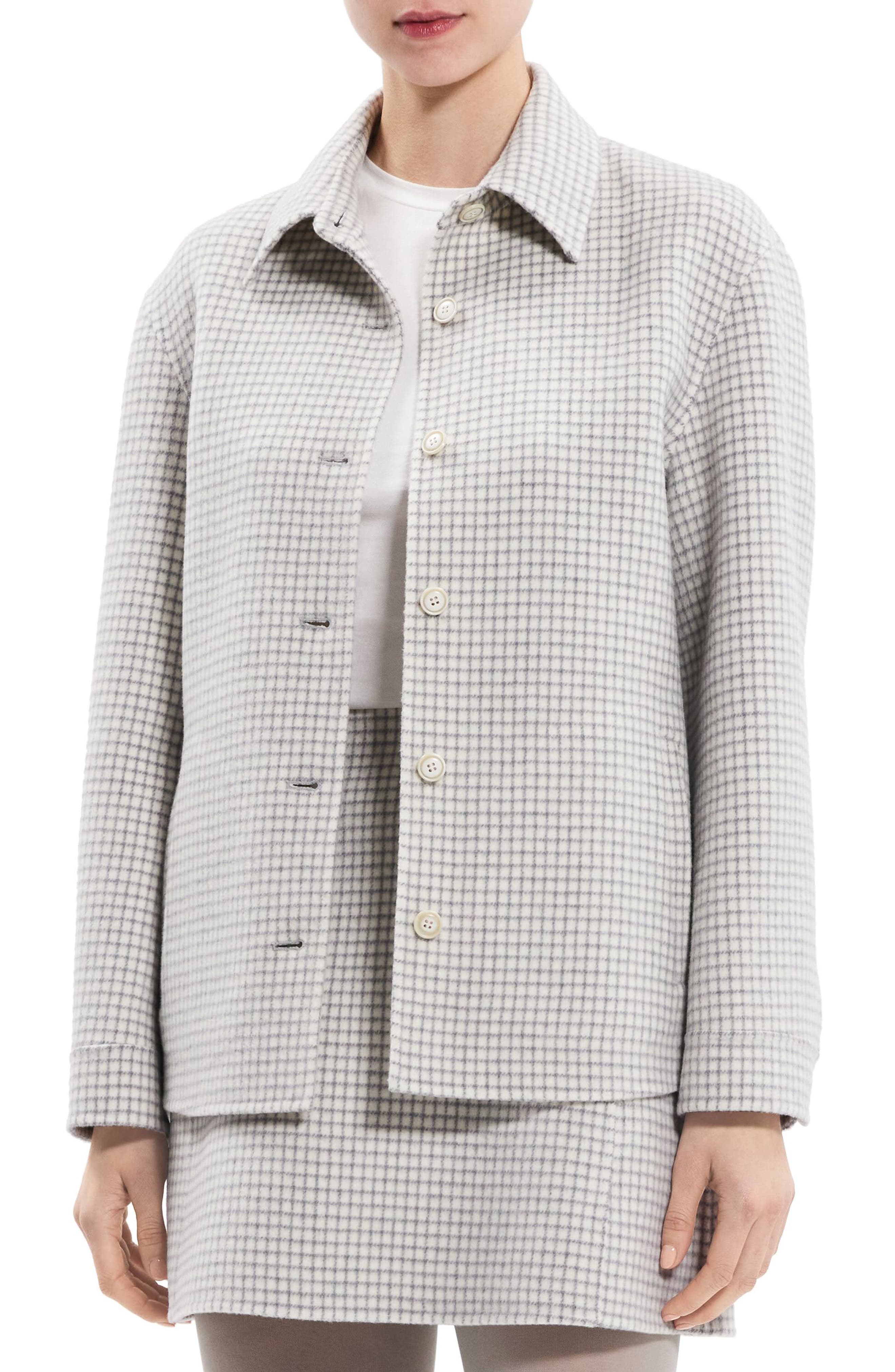 Theory Check Wool Shirt Jacket