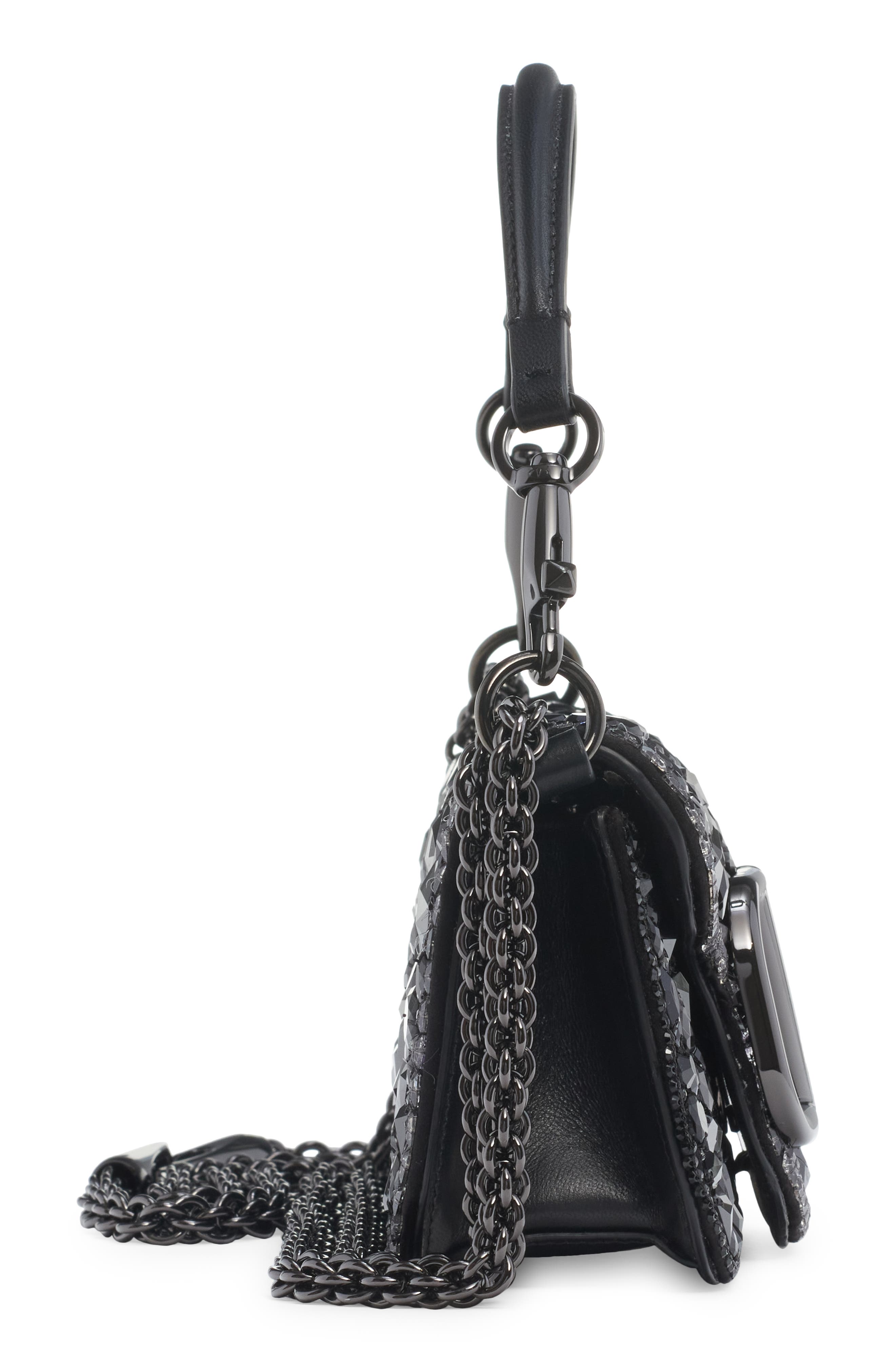 Valentino Garavani Small Locò Crystal Embellished Shoulder Bag, Alternate, color, 