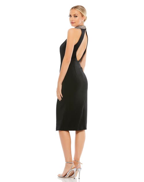 Mac Duggal Halter Column Midi Dress In Black