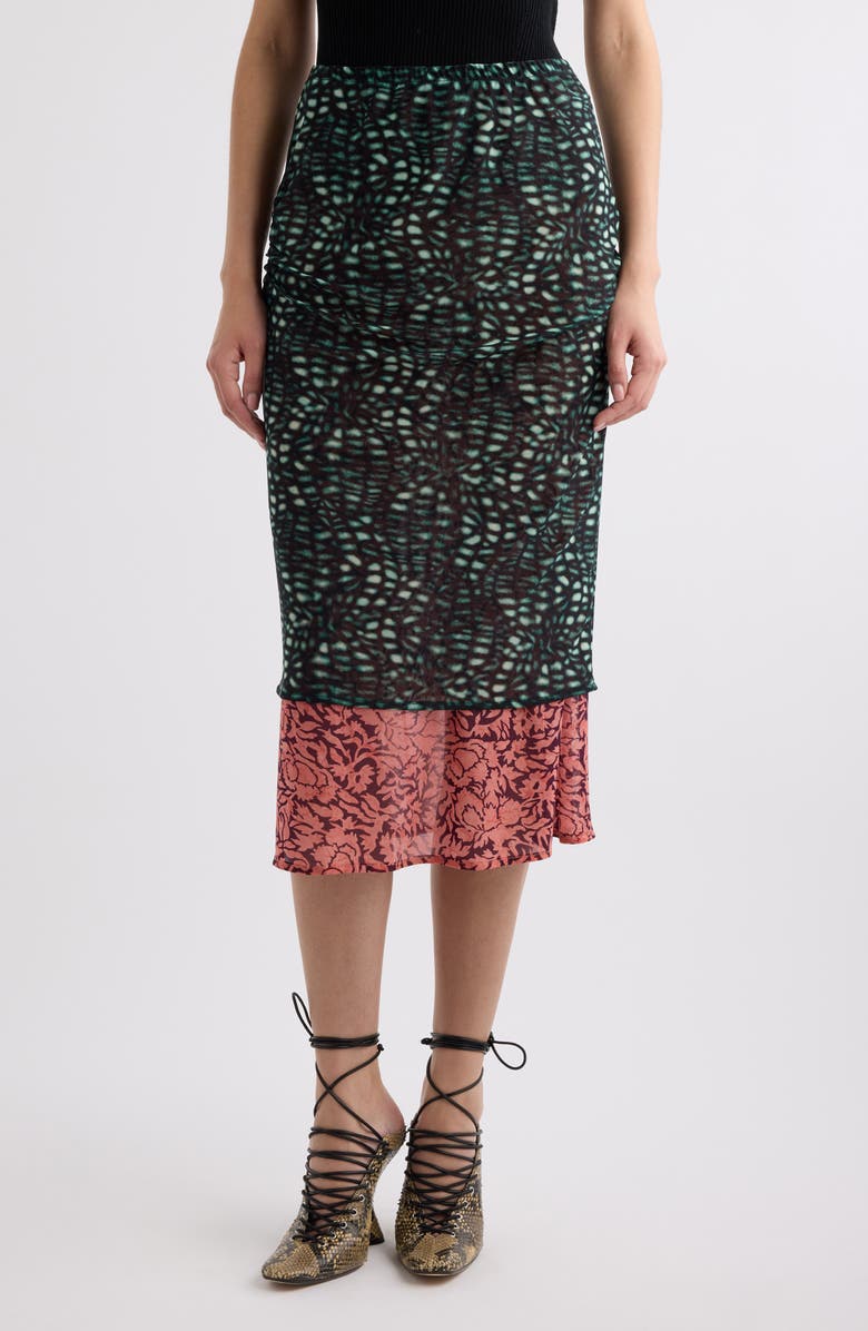 Dries Van Noten Homoa Layered Mixed Print Midi Skirt, Main, color,