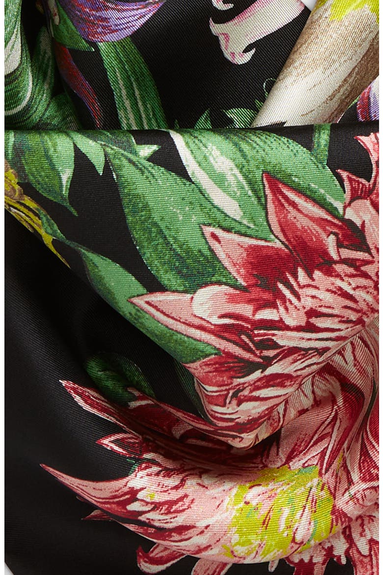 Blooms of Oceania Silk Square Scarf, Alternate, color, BLACK