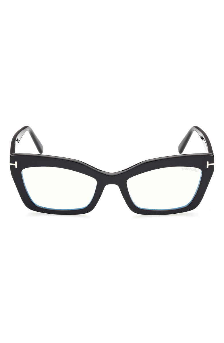 TOM FORD 54mm Blue Light Blocking Glasses, Main, color, Shiny Black