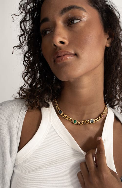 St. Moran Geo Street Stone Station Curb Chain Necklace In Multi