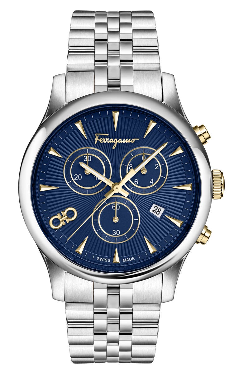 FERRAGAMO Duo Chronograph Bracelet Watch, 28mm, Main, color, Stainless Steel