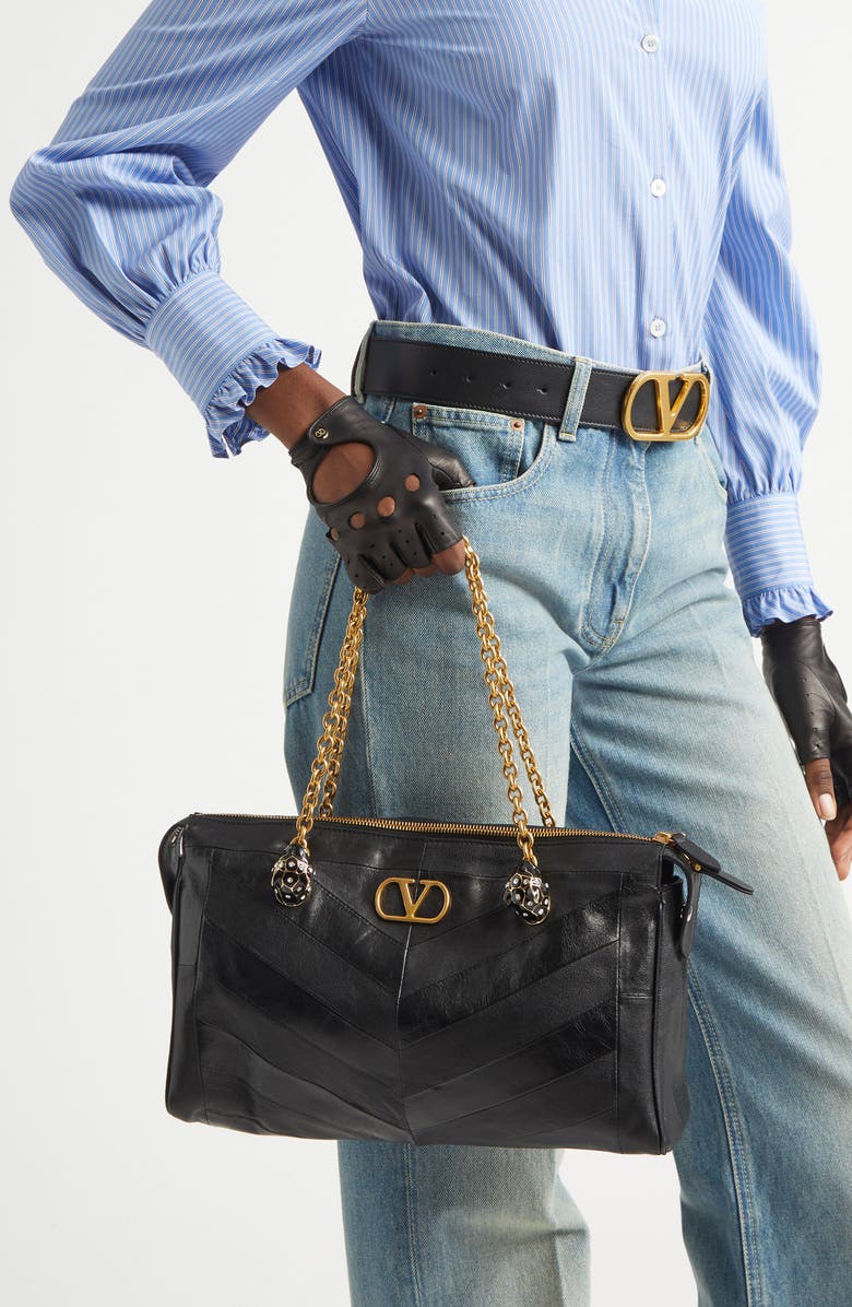 Valentino Garavani Panthea Chevron Patchwork Leather Tote, Alternate, color,