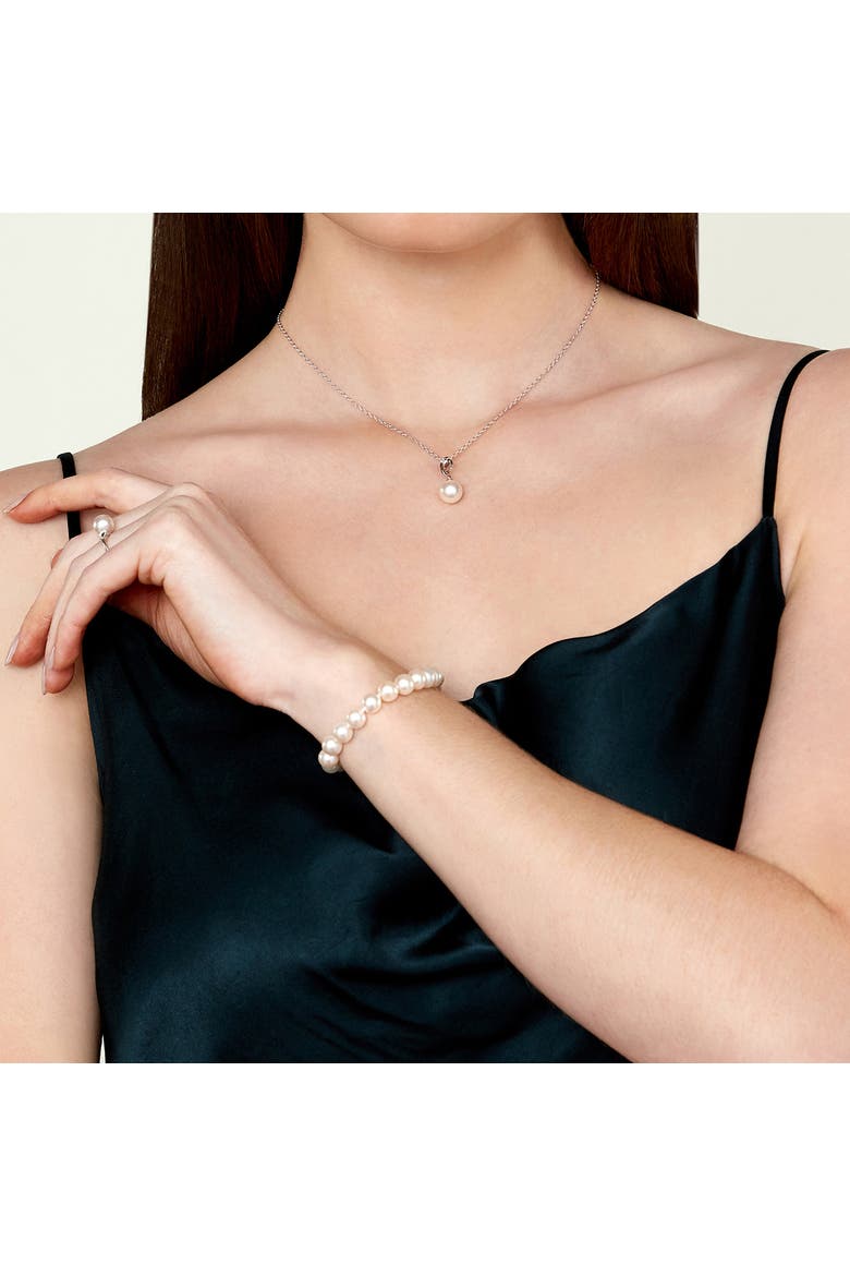 7.5-8.0mm Akoya White Pearl Bracelet - AAA Quality, Alternate, color, Yellow Gold Clasp