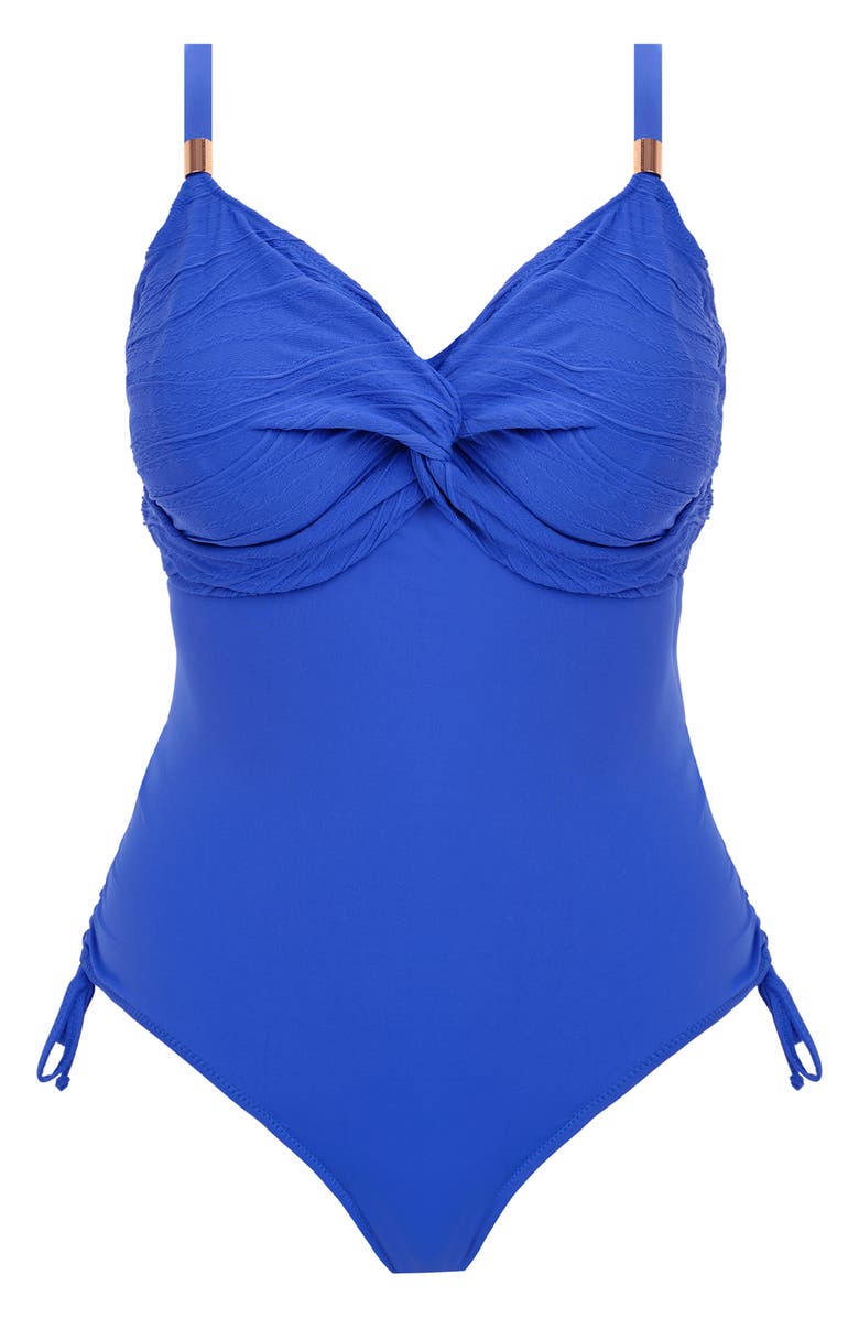 Fantasie Beach Waves Twist Front Underwire Jacquard One-Piece Swimsuit, Alternate, color, Ultramarine