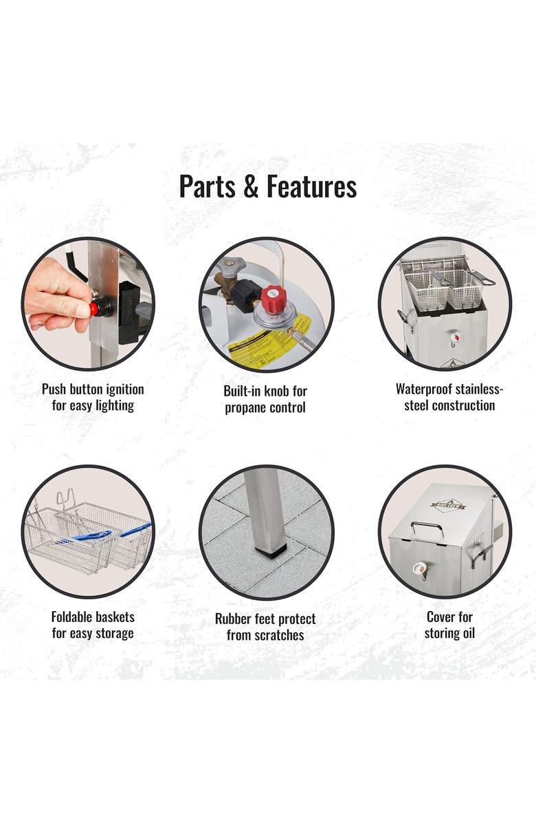 Hike Crew Outdoor 4-Gallon Propane Deep Fryer with Basket, 57000 BTU Outdoor Deep Fryer, Alternate, color, Silver