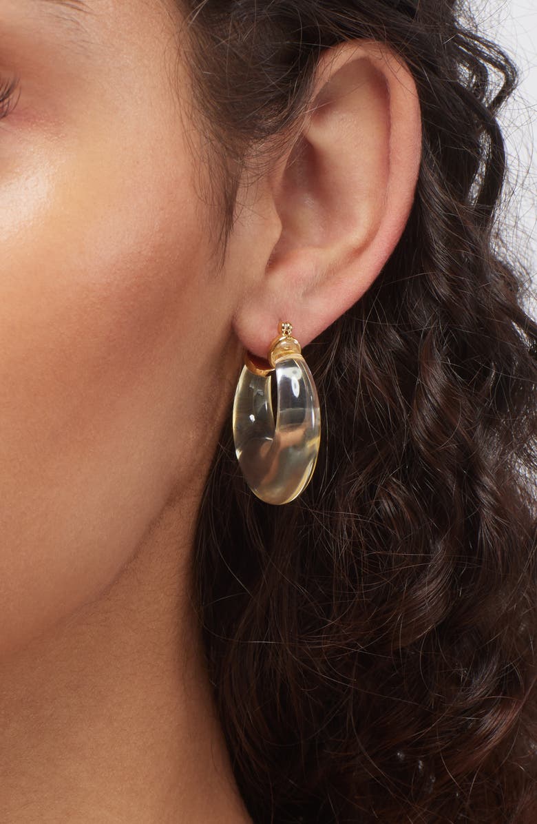 Lele Sadoughi Birthstone Double Hoop Earrings, Alternate, color, April Diamond