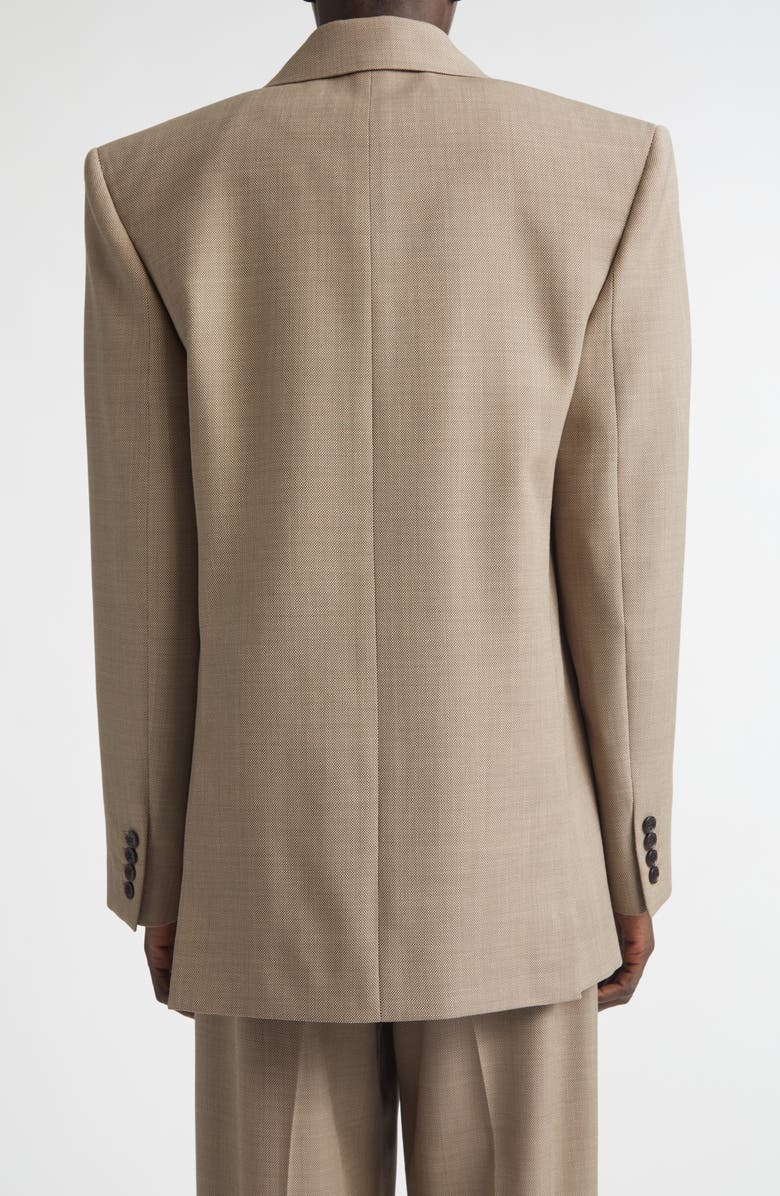 Saint Laurent Double Breasted Wool Jacket, Alternate, color, Taupe Beige