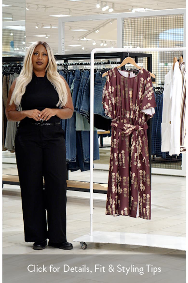 Print Stretch Satin Midi Dress video