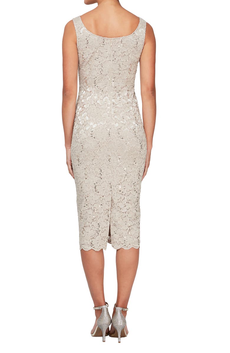 SL FASHIONS SLNY Lace Sequin Detail Dress & Jacket 2-Piece Set, Alternate, color, Cha