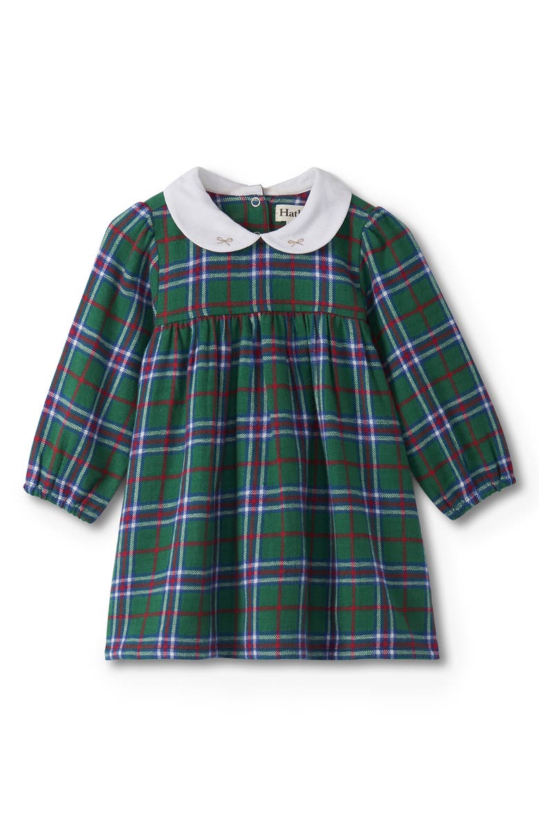 Hatley Holiday Plaid Puff Sleeve Dress, Main, color, Green