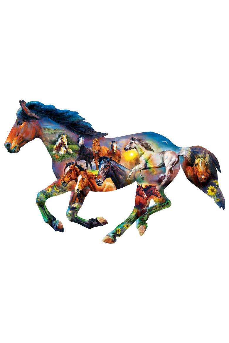 Horsing Around 1000 Piece Shaped Puzzle, Alternate, color, Multicolor