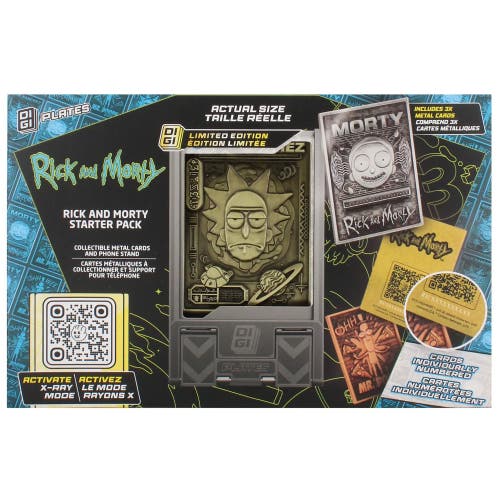 Exquisite Gaming Digiplate Starter Pack Rick & Morty 3 Metal Cards Phone Stand in Multicolored  product