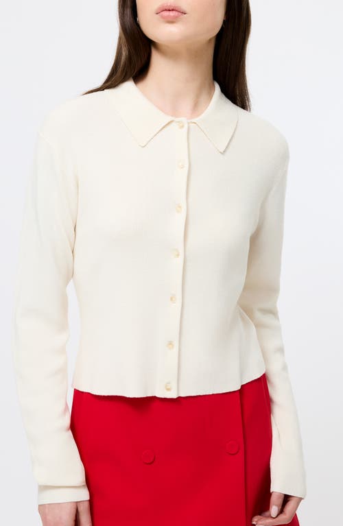 French Connection Cosysoft Knit Button Front Shirt In Neutral
