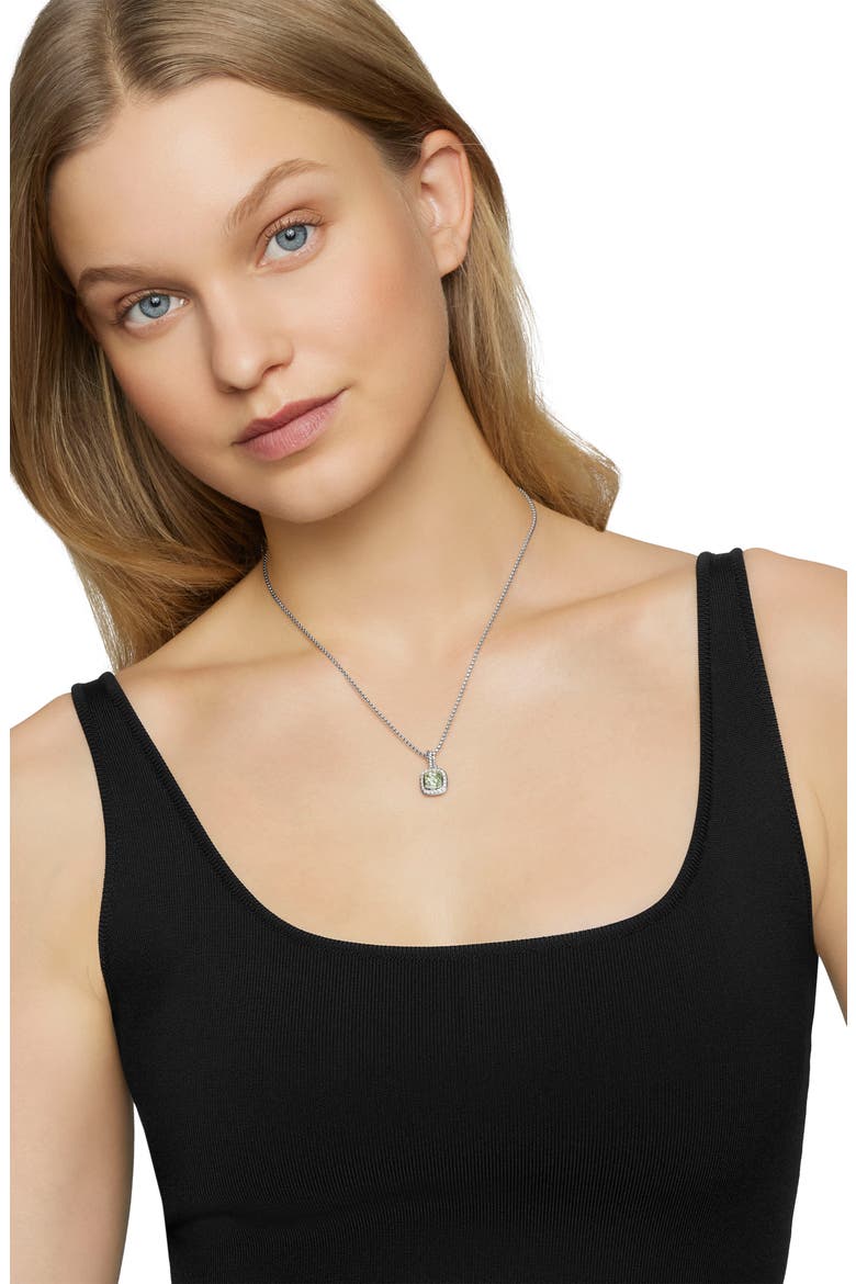 Petite Albion® Halo Cushion Pendant Necklace, Alternate, color, PRASIOLITE