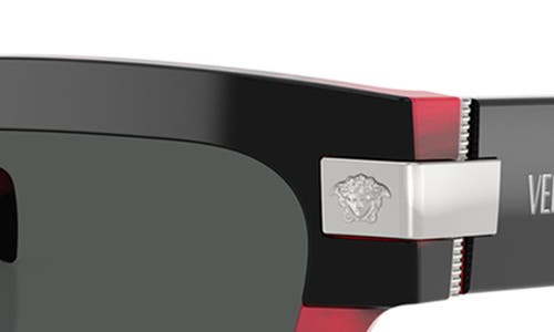 Versace 52mm Rectangular Sunglasses In Dark Grey