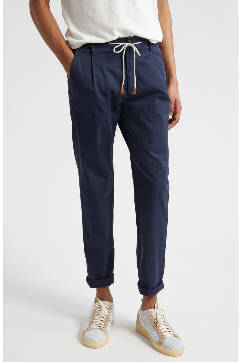 Drawstring Waist Stretch Cotton Pants, Main, color, BLUE NUOVO
