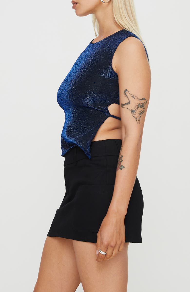 Princess Polly Uzo Sparkle Cutout Back Tank, Alternate, color, 