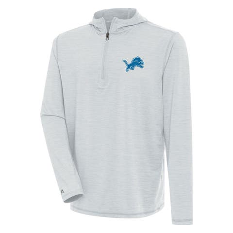 Men's Antigua  Heather Gray Detroit Lions Tidy Quarter-Zip Pullover Hoodie