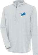 ANTIGUA Men's Antigua  Heather Gray Detroit Lions Tidy Quarter-Zip Pullover Hoodie