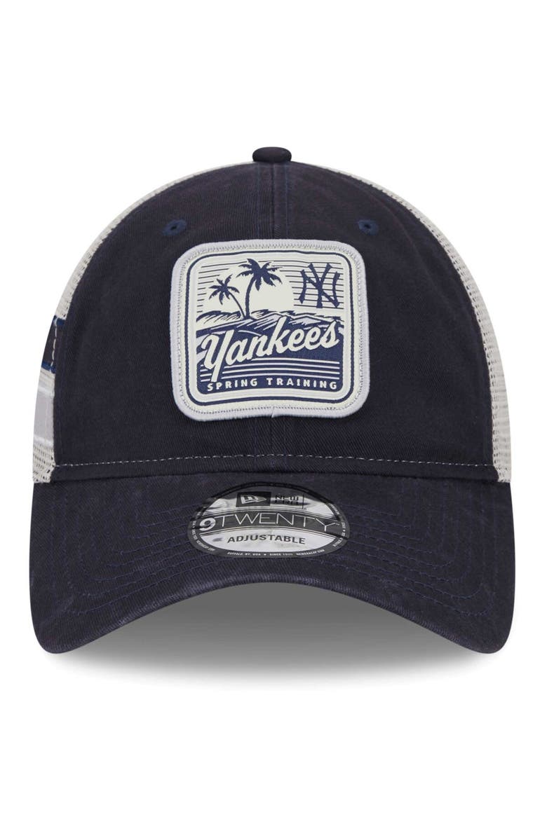 New Era Men's New Era Navy/White New York Yankees Spring Training Striped 9TWENTY Trucker Adjustable Hat, Alternate, color, 