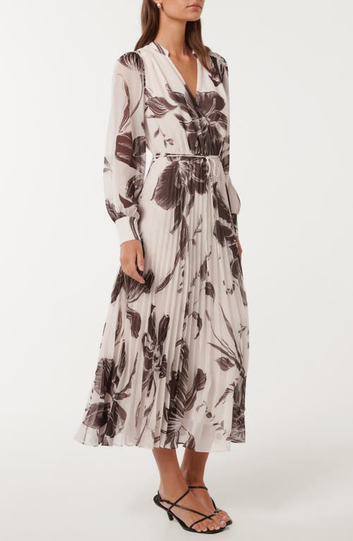 Ever New Saskia Long Sleeve Faux Wrap Dress In Multi