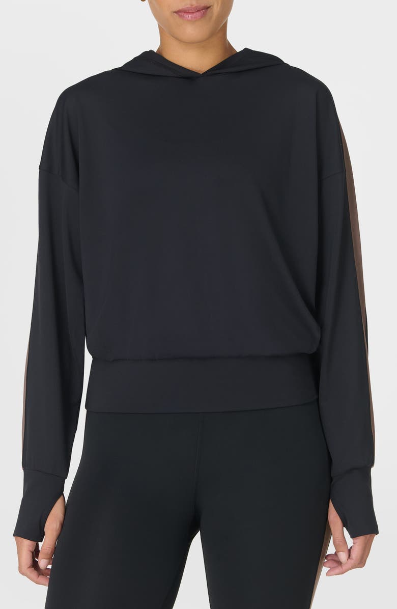 Sweaty Betty All Day Side Stripe Hoodie, Main, color, Black Taupe