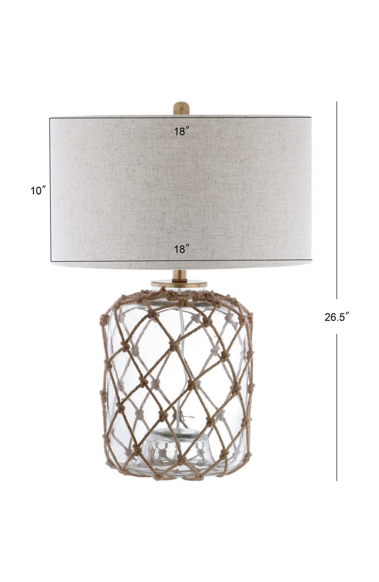 JONATHAN Y Mer 26.5" Glass and Rope LED Table Lamp, Brown/Clear, Alternate, color, 