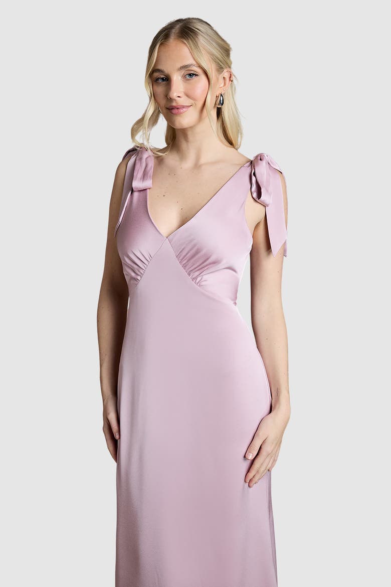 V-Neck Crepe Maxi Dress, Alternate, color, Dusty Rose