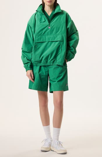 FILA x Hailey Half Zip Nylon Oversize Jacket | Nordstrom