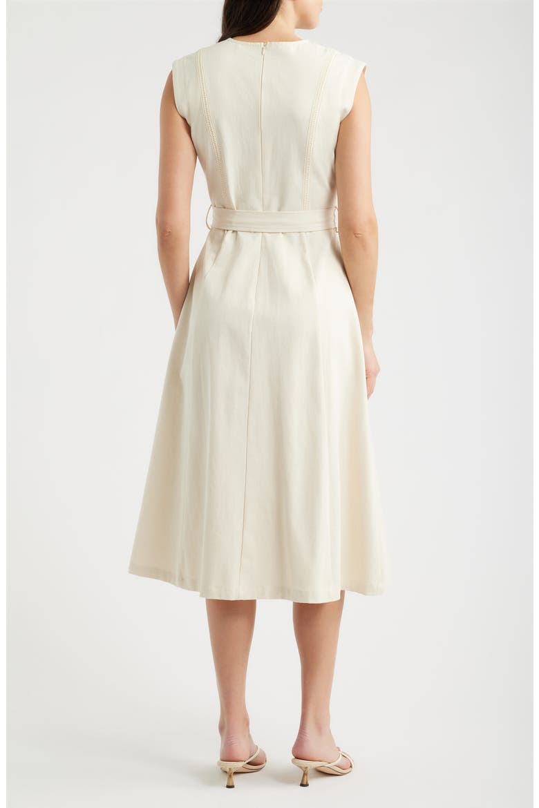 Stitch Tie Waist Midi Dress, Alternate, color, CREAM