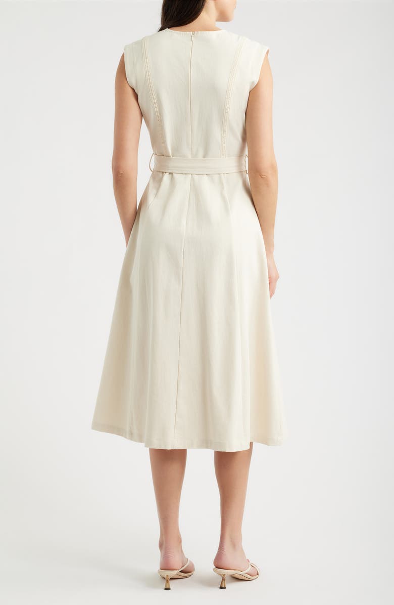 ZOE AND CLAIRE Stitch Tie Waist Midi Dress, Alternate, color, Cream