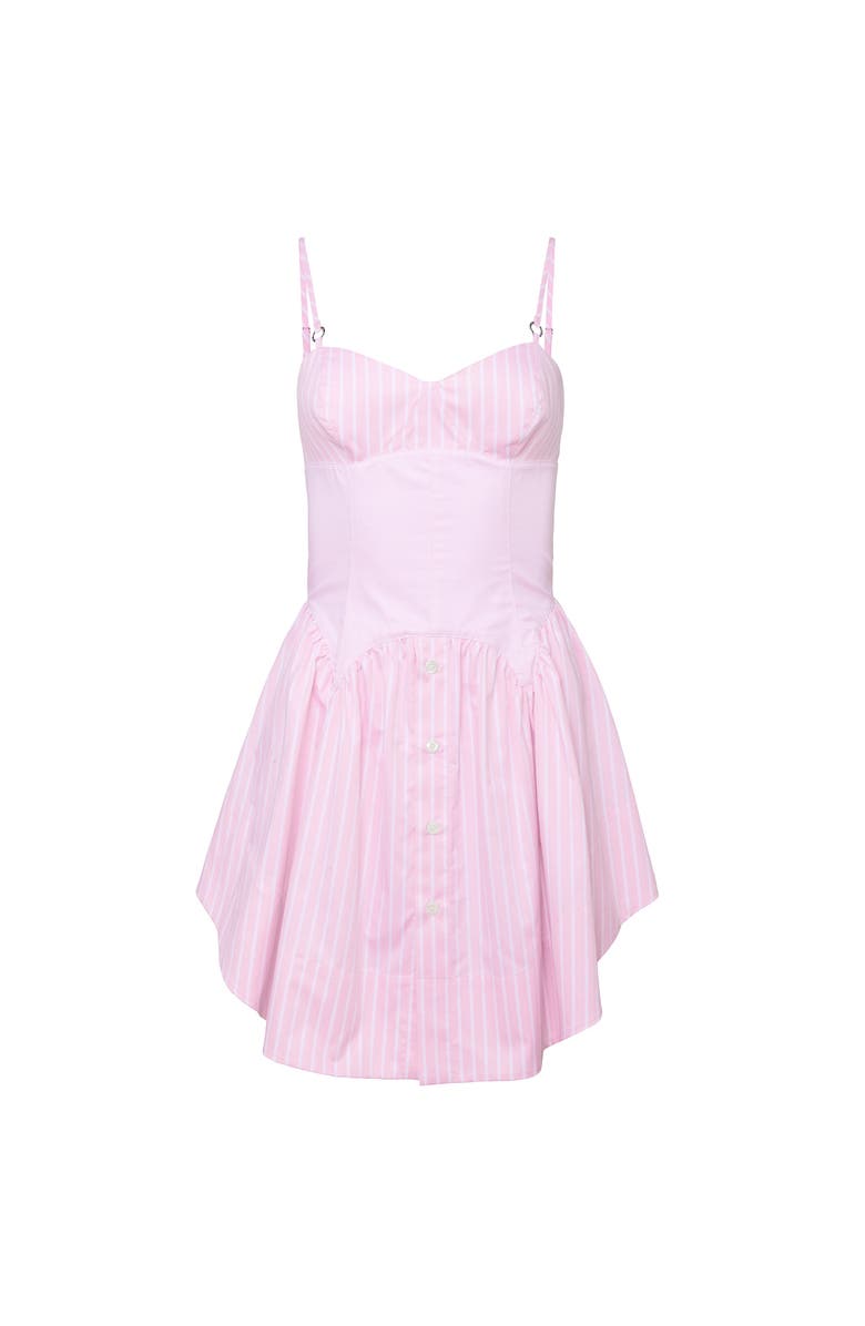 Fleur Du Mal Poplin Corset Mini Dress, Alternate, color, Bubblegum Stripe