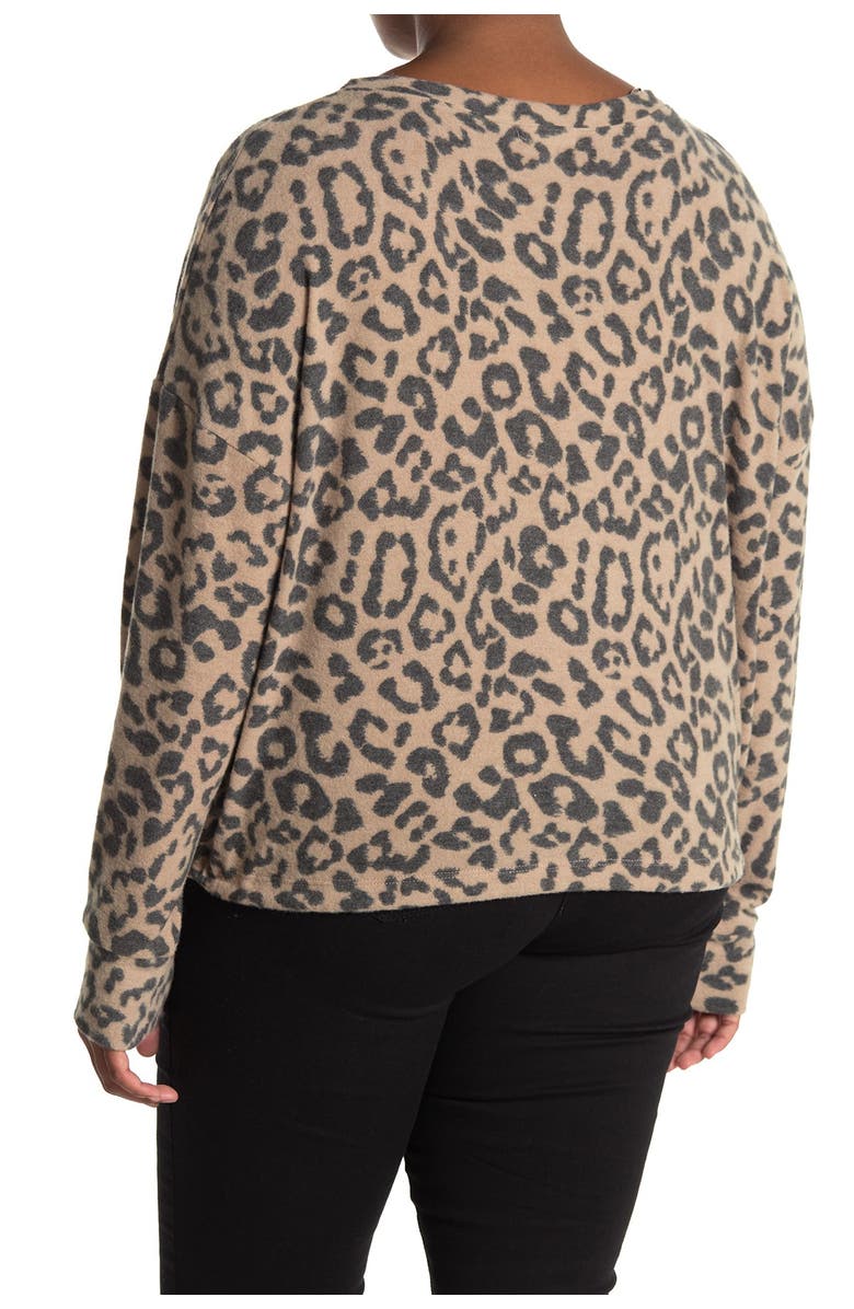 Socialite Long Sleeve Leopard Print Cozy Pullover Sweater, Alternate, color, 