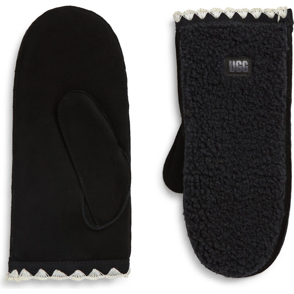 Ugg(r) Uggfluff Scalloped Mittens In Black