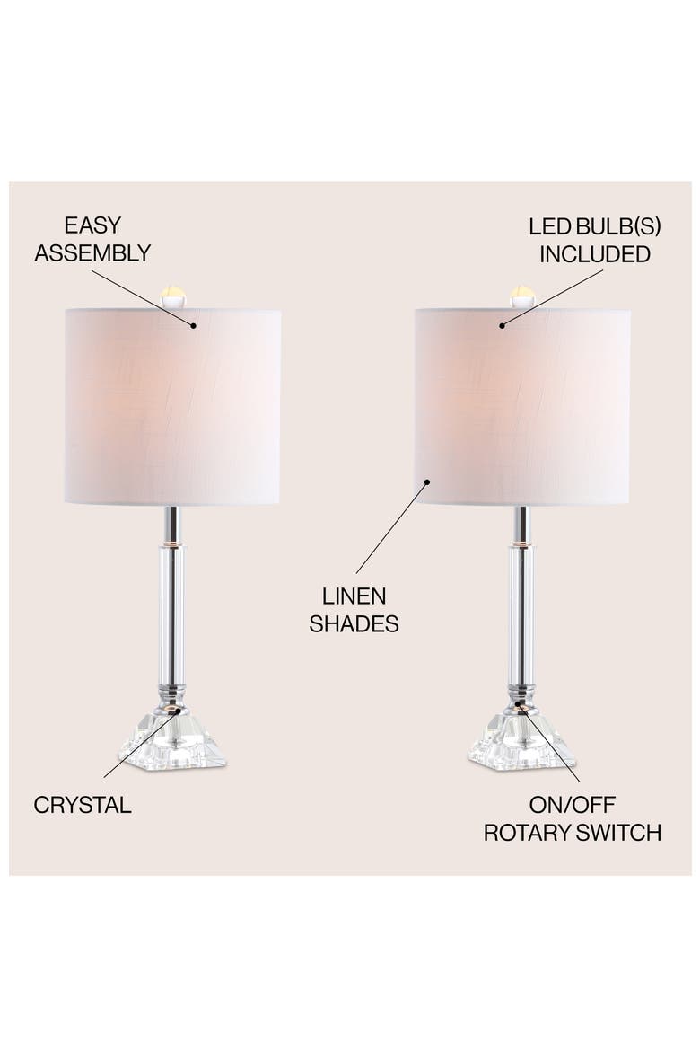 Dana 19.5" Crystal Column/Metal LED Table Lamp, Clear, Alternate, color, Clear
