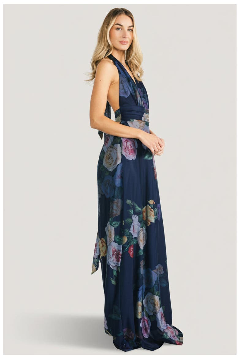 Dresden Halter Maxi Dress, Alternate, color, Navy Floral
