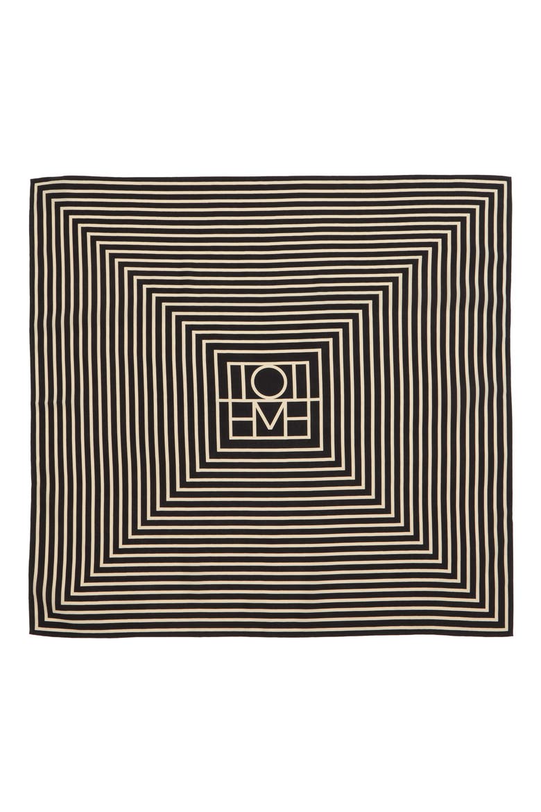 Totême Geometric Monogram Silk Scarf, Alternate, color, BLACK
