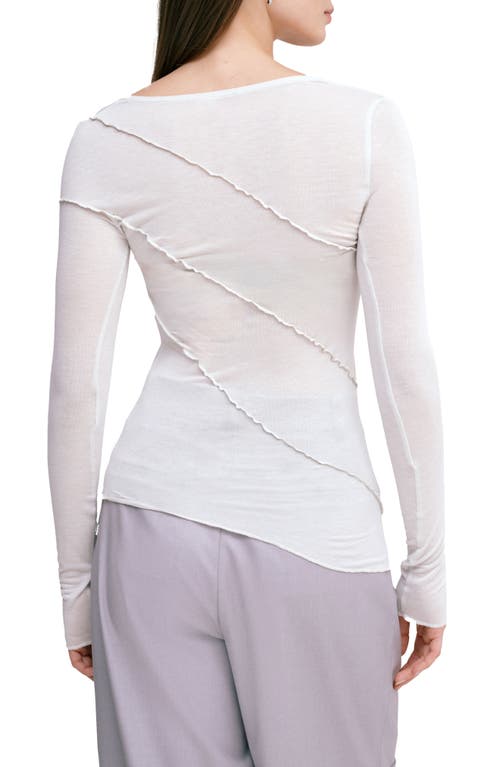 Marcella Melody Ruffle Seam Semisheer Jersey Top In Mist