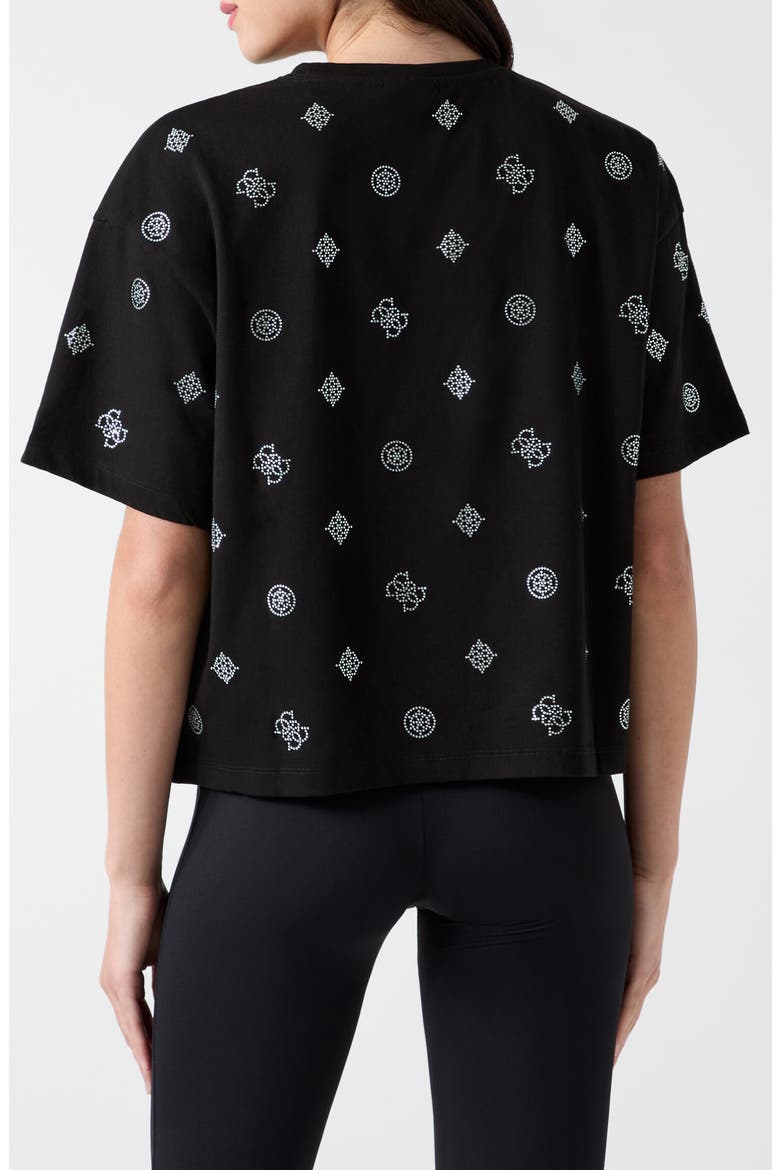 Amalia Rhinestone Logo T-Shirt, Alternate, color, BLACK-BLACK