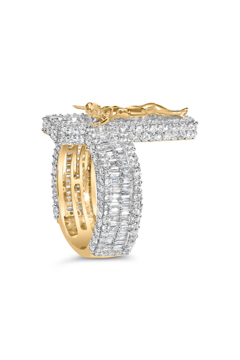Men's 10K Yellow Gold 5-2/5 Ctw Diamond Jesus Crucifix Cross Cocktail Ring, Alternate, color, Yellow Gold