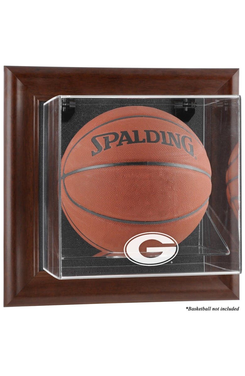 FANATICS AUTHENTIC Georgia Bulldogs Brown Framed Wall-Mountable Basketball Display Case, Main, color,