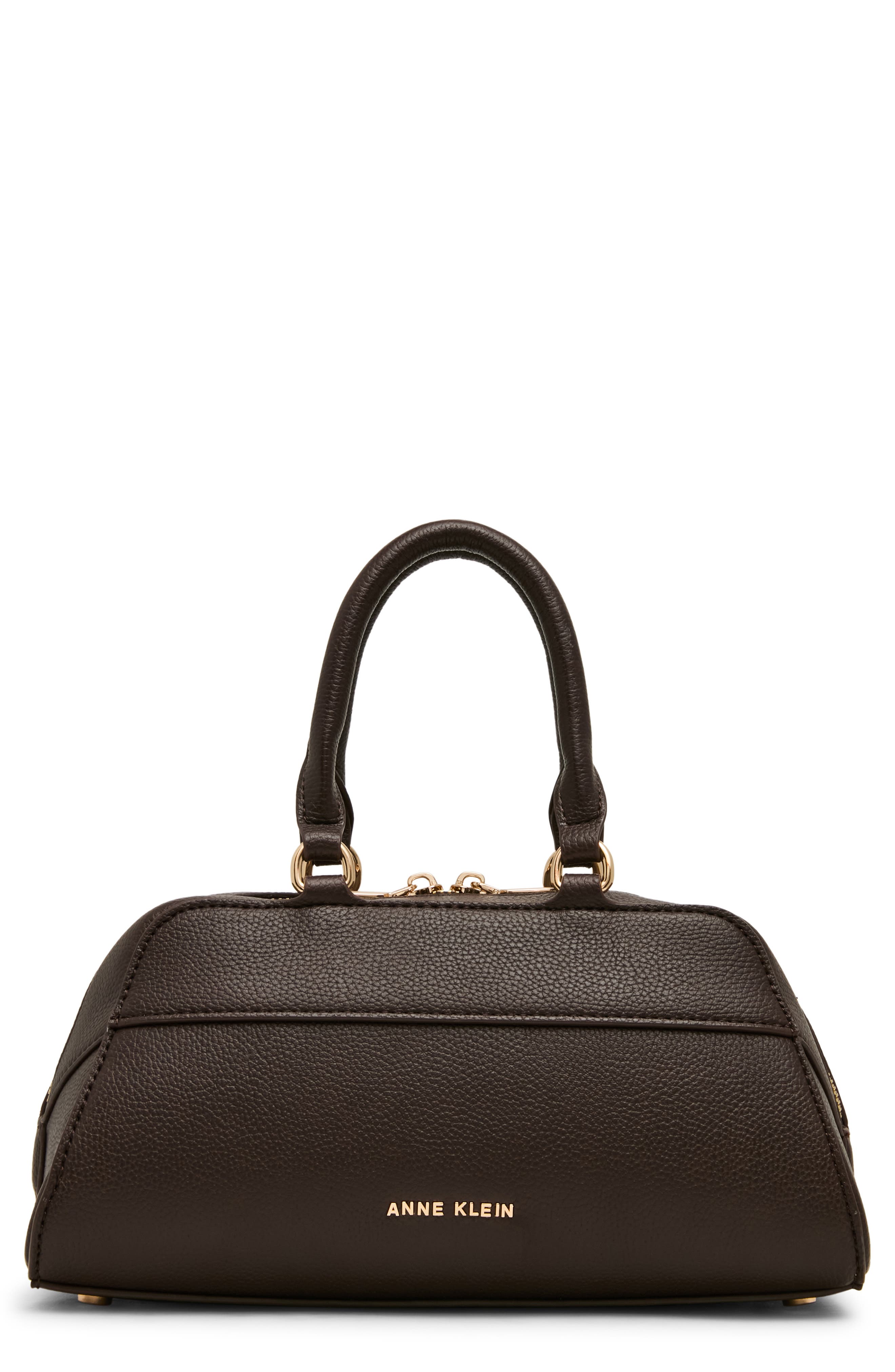 Faux Leather Satchel, Alternate, color, ESPRESSO